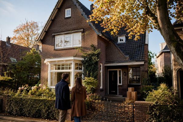 Herfstig huisbezoek met verhuisdozen
